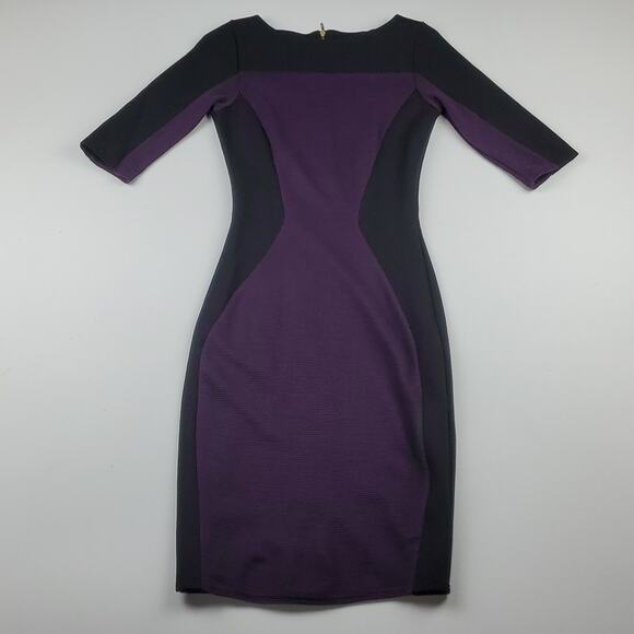 Closet Bodycon Midi Dress Slim Fitted Contoured Ribbed Fabric Sleeved High Neck - Picture 1 of 6